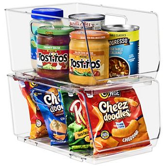 Sorbus 2 Pack Medium Clear Open Front Stackable Storage Bins