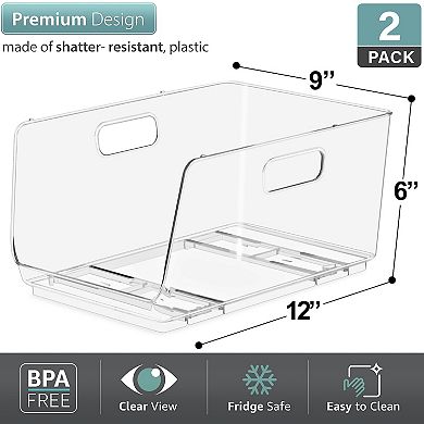 Sorbus 2 Pack Medium Clear Open Front Stackable Storage Bins