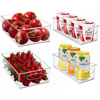 Sorbus Clear Bins For Kitchen Pantry, Fridge & More (4 Pack Variety)