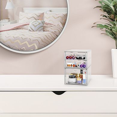 Sorbus 3 Drawers Acrylic Organizer - 2 Pcs Clear Stackable Storage Drawers