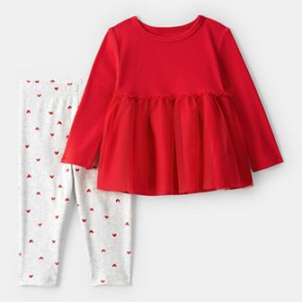 Baby Girl Carter's Long-Sleeve Tee & Heart Pant Set