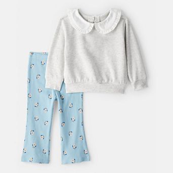 Baby Girl Carter's Peter Pan Collar Pullover & Flare Legging Set