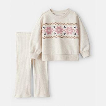 Baby Girl Carter's Fleece Fairisle Pullover & Pant Set