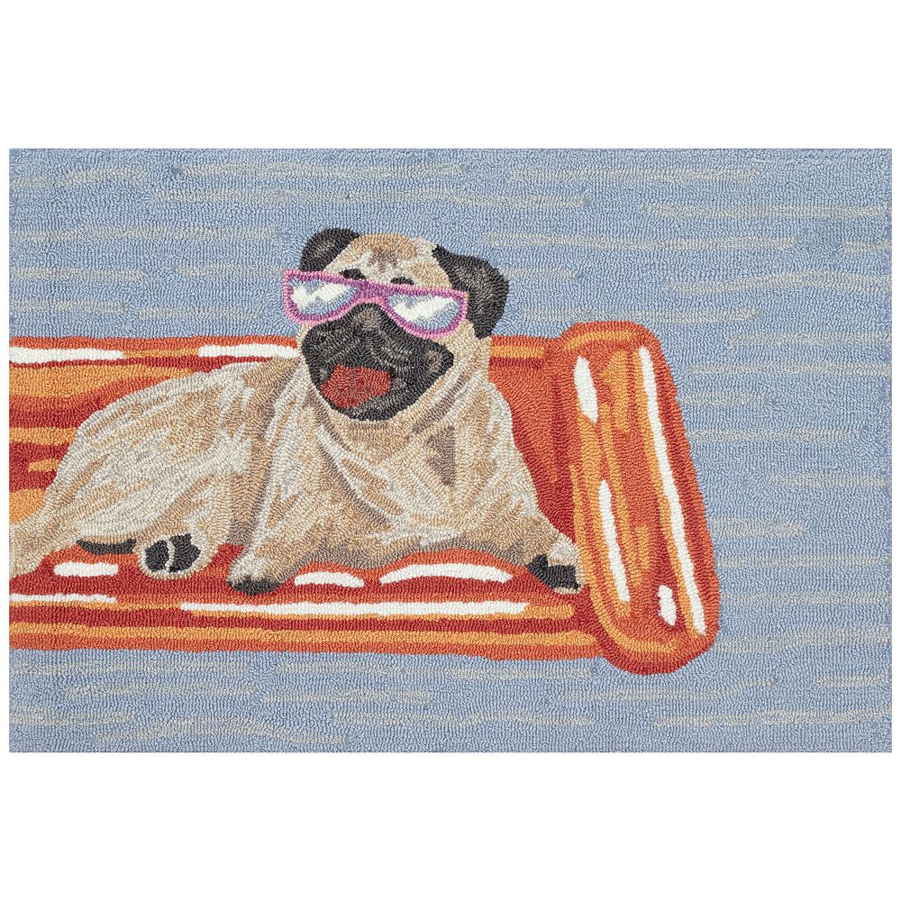Liora Manne Front Porch Pool Party Pug Indoor / Outdoor Area Rug