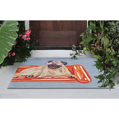 Liora Manne Front Porch Pool Party Pug Indoor / Outdoor Area Rug