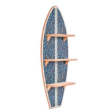 Kona Coast by Reyn Spooner Electric Palms Surfboard 3-Shelf Wall Decor
