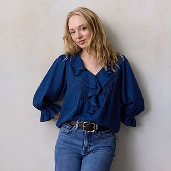 Women's LC Lauren Conrad Ruffle Front Blouse with Tucks
