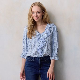 Women's LC Lauren Conrad Ruffle Front Blouse with Tucks