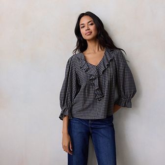Women's LC Lauren Conrad Ruffle Front Blouse with Tucks