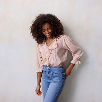 Women's LC Lauren Conrad Ruffle Front Blouse with Tucks