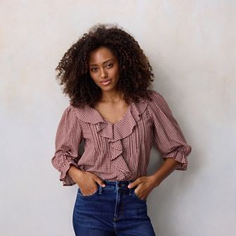 Women's LC Lauren Conrad Ruffle Front Blouse with Tucks