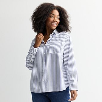 Plus Size Sonoma Goods For Life® Everyday Button Up Long Sleeve Shirt