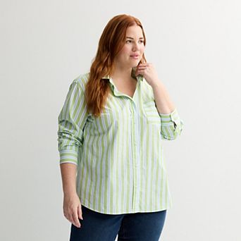 Plus Size Sonoma Goods For Life® Everyday Button Up Long Sleeve Shirt