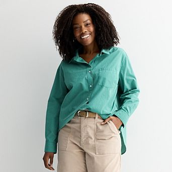Plus Size Sonoma Goods For Life® Everyday Button Up Long Sleeve Shirt