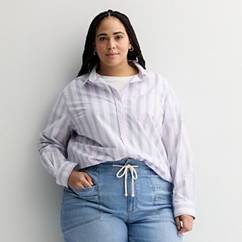 Plus Size Sonoma Goods For Life® Everyday Button Up Long Sleeve Shirt