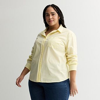 Plus Size Sonoma Goods For Life® Everyday Button Up Long Sleeve Shirt