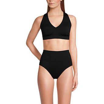 Women's Lands' End V-Neck Tankini & High Waisted Bottom 2 pc Swimsuit Set