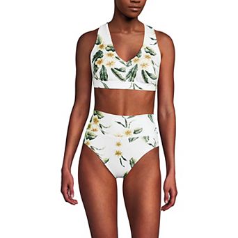 Women's Lands' End V-Neck Tankini & High Waisted Bottom 2 pc Swimsuit Set