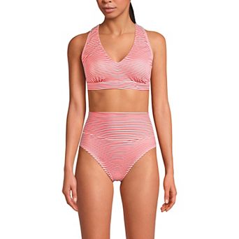 Women's Lands' End V-Neck Tankini & High Waisted Bottom 2 pc Swimsuit Set