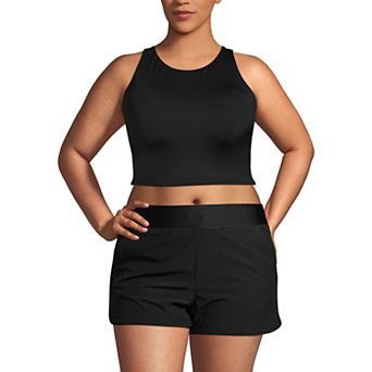 Plus Size Lands' End High Neck Racerback Tankini Swim Top