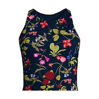 Plus Size Lands' End High Neck Racerback Tankini Swim Top