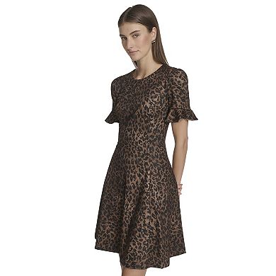 Women's Andrew Marc Flutter Sleeve Fit & Flare Dress