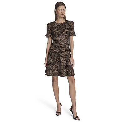 Women's Andrew Marc Flutter Sleeve Fit & Flare Dress