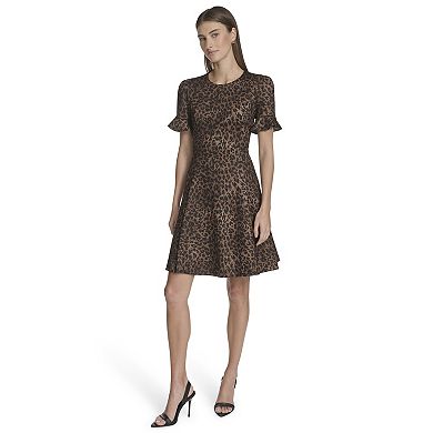 Women's Andrew Marc Flutter Sleeve Fit & Flare Dress