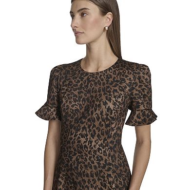 Women's Andrew Marc Flutter Sleeve Fit & Flare Dress
