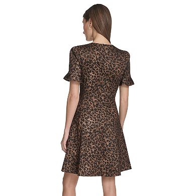 Women's Andrew Marc Flutter Sleeve Fit & Flare Dress