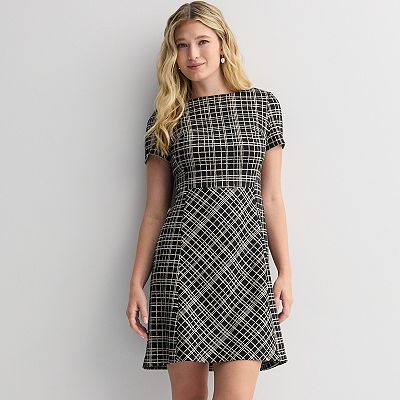 short sleeve checkered dress Navy Plaid Button Up Self Tie Detail Short Ruffle Sleeve Dress  SSYS
