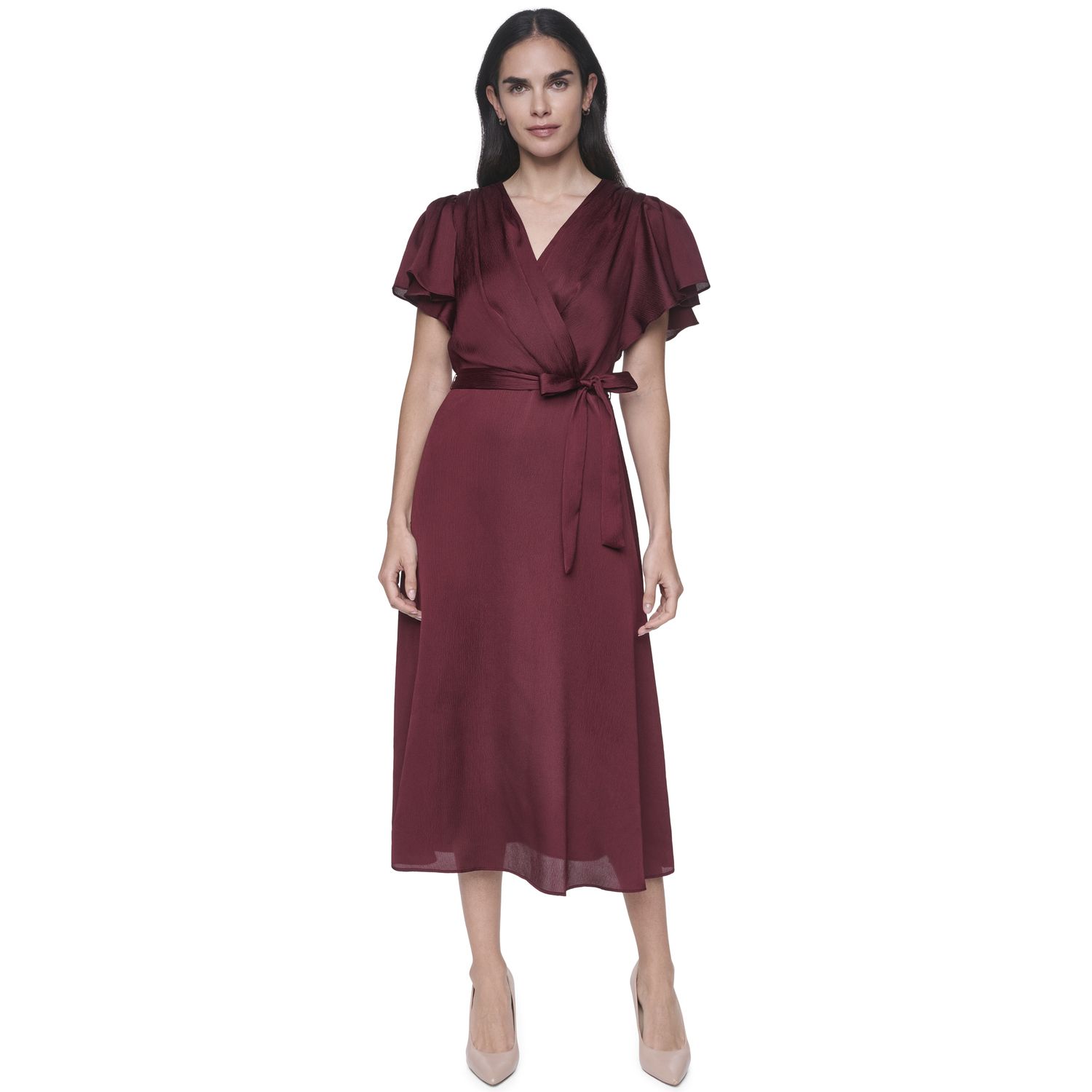Женское платье Harper Rose Satin Faux Wrap Dress with Ruffle Hem