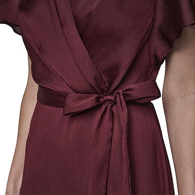 satin faux wrap dress Rumaria Emerald Satin Faux-Wrap Mini Dress