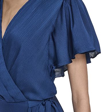 Women's Harper Rose Satin Faux Wrap Dress with Ruffle Hem