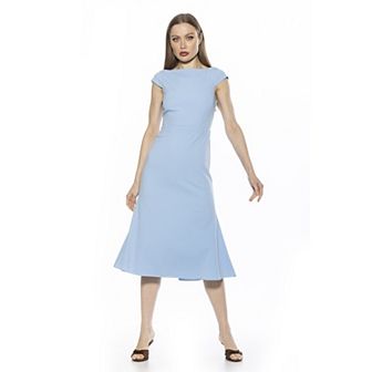 Women's ALEXIA ADMOR Loreli Boatneck Cap Sleeve Midi Dress