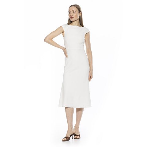 Женские платья ALEXIA Women's ALEXIA ADMOR Loreli Boatneck Cap Sleeve Midi Dress