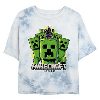 Juniors' Minecraft Movie Creeper Mob Cropped Graphic Tee