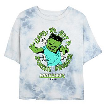 Juniors' Minecraft Movie We Got A Zombie Problem Cropped Graphic Tee
