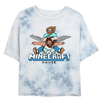 Juniors' Minecraft Movie Heroes Flying Cropped Graphic Tee