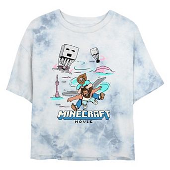Juniors' Minecraft Movie Fly Faster Cropped Graphic Tee