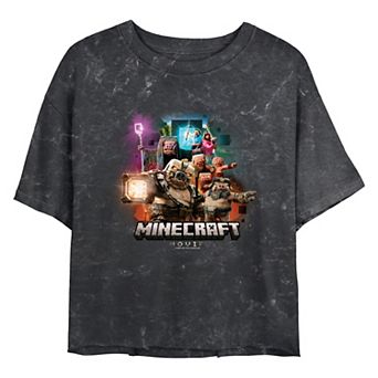 Juniors' Minecraft Movie Piglings Mob Cropped Graphic Tee