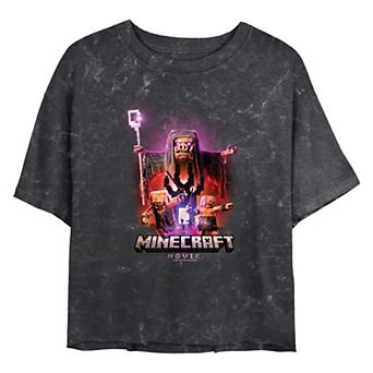 Juniors' Minecraft Movie Piglings Portal Cropped Graphic Tee
