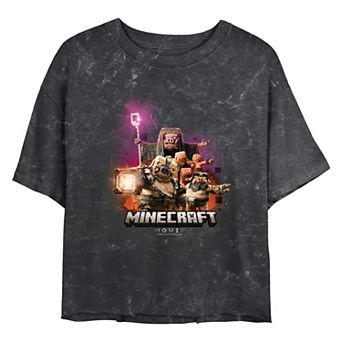 Juniors' Minecraft Movie Piglings Attack Cropped Graphic Tee