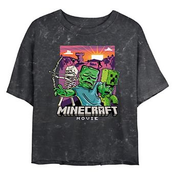 Juniors' Minecraft Movie Monsters Mob Cropped Graphic Tee