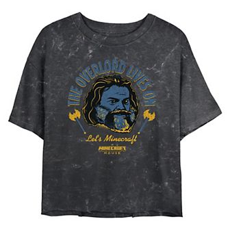 Juniors' Minecraft Movie The Overlord Lives On Cropped Graphic Tee