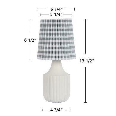 White Accent Lamp with Blue & White Pleated Shade