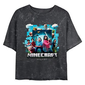 Juniors' Minecraft Movie Poster Cropped Graphic Tee