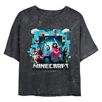 Juniors' Minecraft Movie Poster Cropped Graphic Tee
