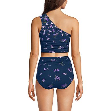 Women's Lands' End Ruched One Shoulder Midkini Swim Top
