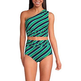 Women's Lands' End Ruched One Shoulder Midkini Swim Top